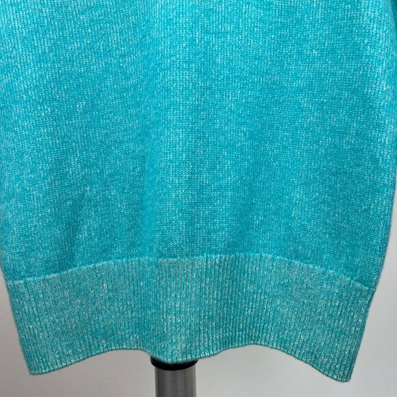 Sz M- J. Crew Italian Cashmere V-Neck 3/4 Sleeve Turquoise Slim Fit Knit Sweater - Picture 3 of 10